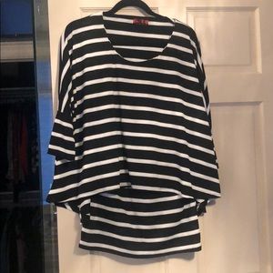 Double layer striped tunic top
